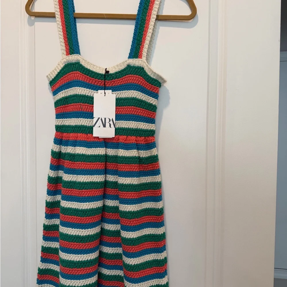 Zara Colorful Striped Knit Dress Medium - Picture 2 of 6